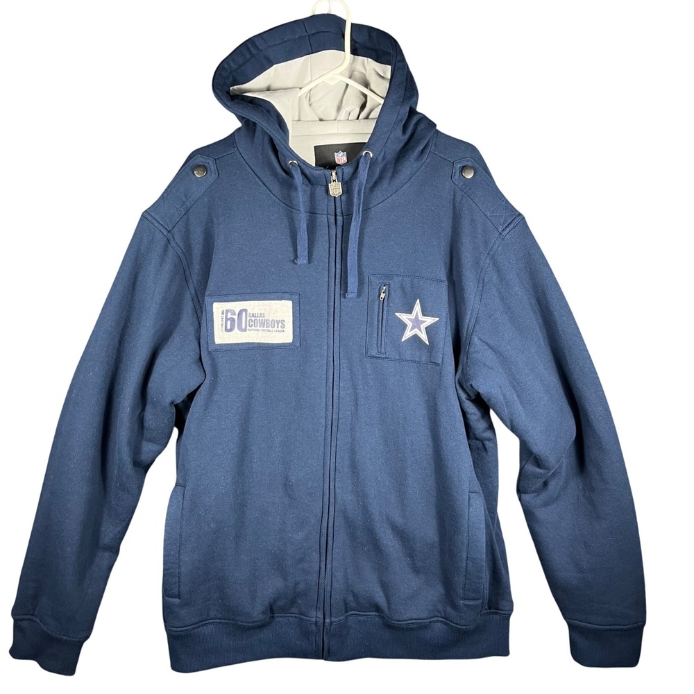 NFL Pro Line Dallas Cowboys Hoodie Mens 2XL‎ Navy 60th Anniversary Full Zip Star